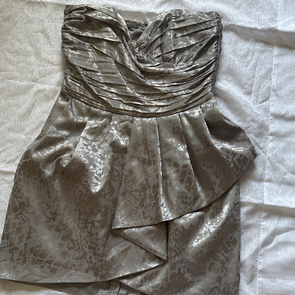 H&M Strapless Dress in Metallic Silver